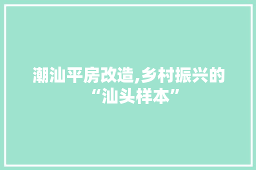 潮汕平房改造,乡村振兴的“汕头样本”