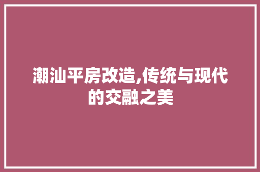 潮汕平房改造,传统与现代的交融之美