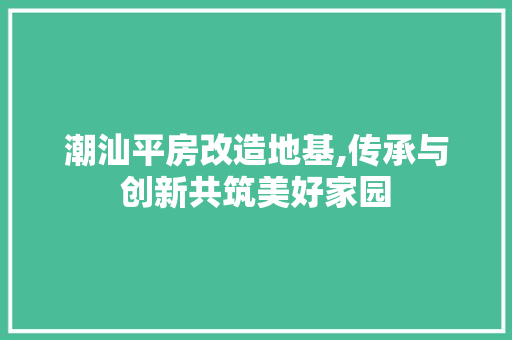 潮汕平房改造地基,传承与创新共筑美好家园