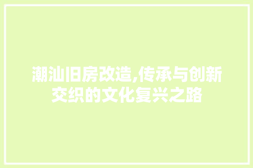 潮汕旧房改造,传承与创新交织的文化复兴之路