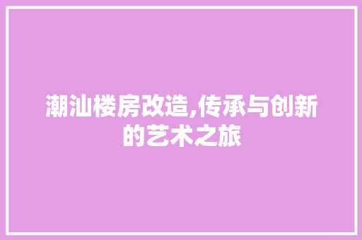 潮汕楼房改造,传承与创新的艺术之旅