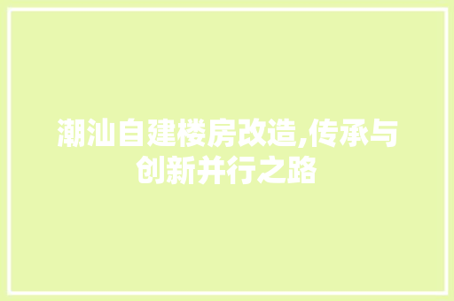 潮汕自建楼房改造,传承与创新并行之路
