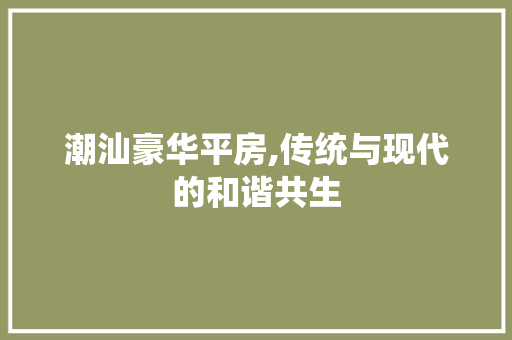 潮汕豪华平房,传统与现代的和谐共生