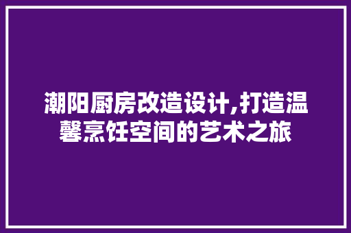 潮阳厨房改造设计,打造温馨烹饪空间的艺术之旅
