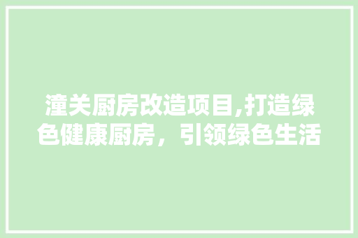 潼关厨房改造项目,打造绿色健康厨房，引领绿色生活新风尚