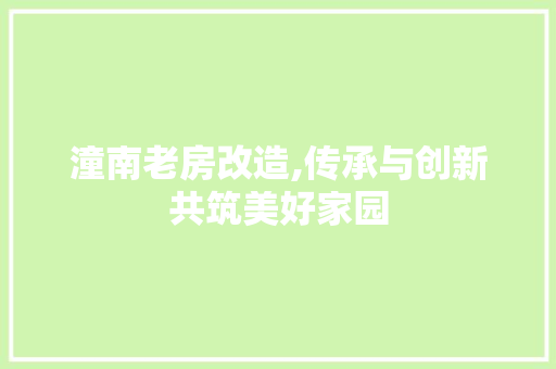 潼南老房改造,传承与创新共筑美好家园