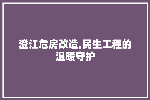 澄江危房改造,民生工程的温暖守护