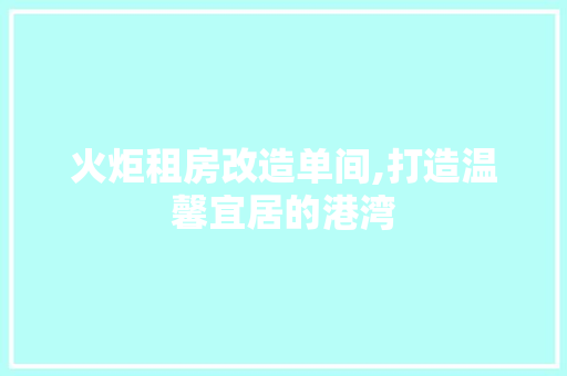 火炬租房改造单间,打造温馨宜居的港湾