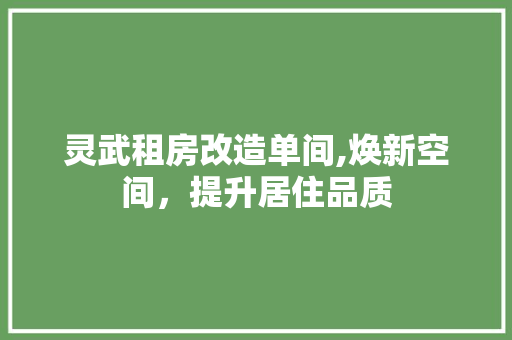 灵武租房改造单间,焕新空间，提升居住品质