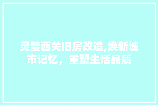 灵璧西关旧房改造,焕新城市记忆，重塑生活品质