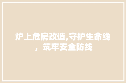 炉上危房改造,守护生命线，筑牢安全防线