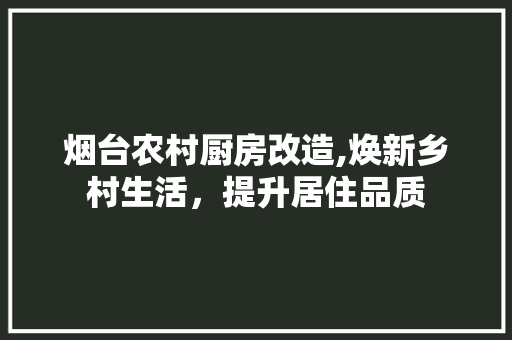 烟台农村厨房改造,焕新乡村生活，提升居住品质