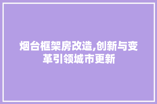 烟台框架房改造,创新与变革引领城市更新