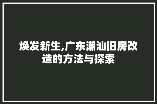 焕发新生,广东潮汕旧房改造的方法与探索