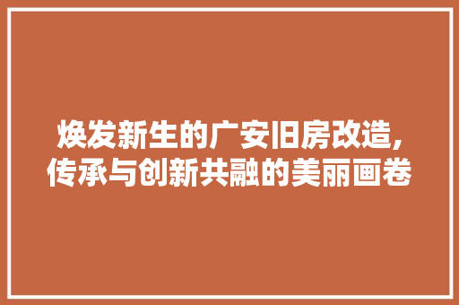 焕发新生的广安旧房改造,传承与创新共融的美丽画卷
