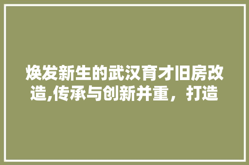 焕发新生的武汉育才旧房改造,传承与创新并重，打造宜居典范