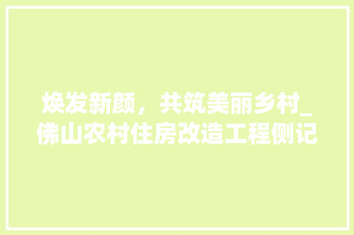 焕发新颜，共筑美丽乡村_佛山农村住房改造工程侧记