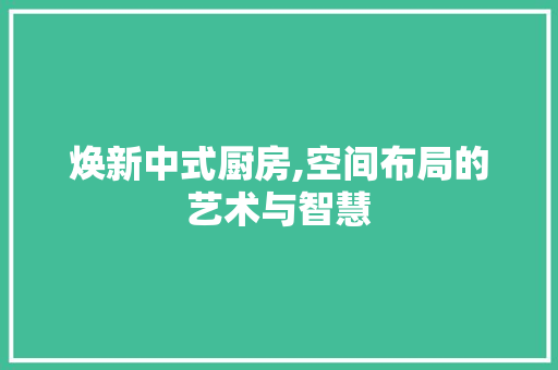 焕新中式厨房,空间布局的艺术与智慧