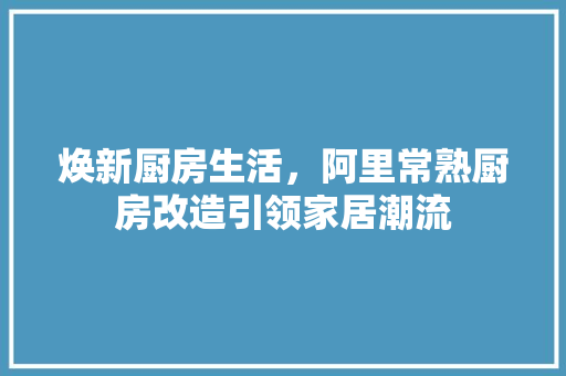 焕新厨房生活，阿里常熟厨房改造引领家居潮流 居家维修