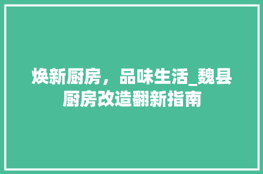 焕新厨房，品味生活_魏县厨房改造翻新指南