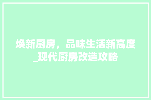 焕新厨房，品味生活新高度_现代厨房改造攻略