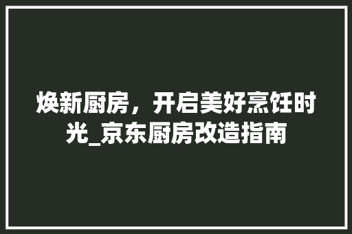 焕新厨房，开启美好烹饪时光_京东厨房改造指南