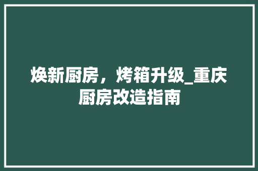 焕新厨房，烤箱升级_重庆厨房改造指南