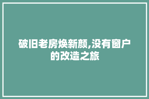 破旧老房焕新颜,没有窗户的改造之旅