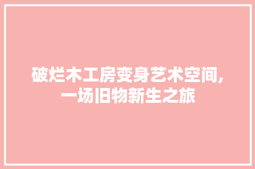 破烂木工房变身艺术空间,一场旧物新生之旅