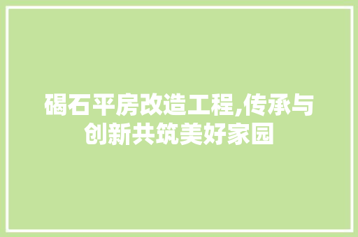 碣石平房改造工程,传承与创新共筑美好家园