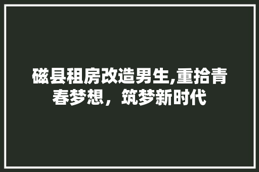 磁县租房改造男生,重拾青春梦想，筑梦新时代