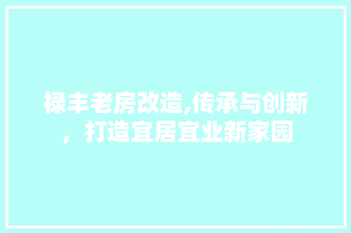 禄丰老房改造,传承与创新，打造宜居宜业新家园