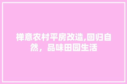 禅意农村平房改造,回归自然，品味田园生活