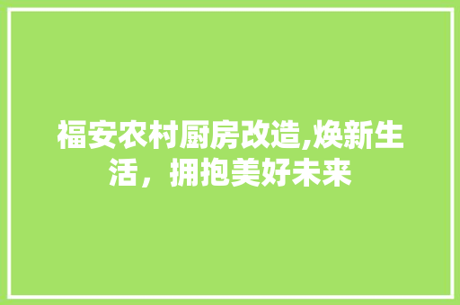 福安农村厨房改造,焕新生活，拥抱美好未来
