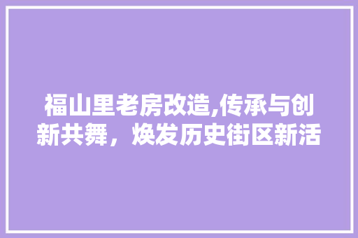 福山里老房改造,传承与创新共舞，焕发历史街区新活力