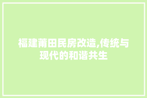 福建莆田民房改造,传统与现代的和谐共生
