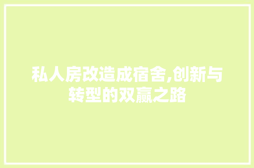 私人房改造成宿舍,创新与转型的双赢之路 厨房维修