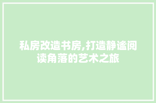 私房改造书房,打造静谧阅读角落的艺术之旅