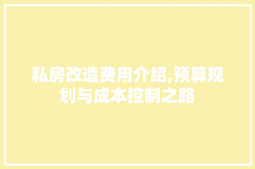 私房改造费用介绍,预算规划与成本控制之路