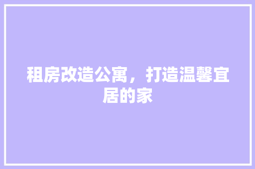租房改造公寓，打造温馨宜居的家