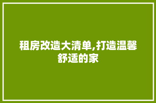 租房改造大清单,打造温馨舒适的家