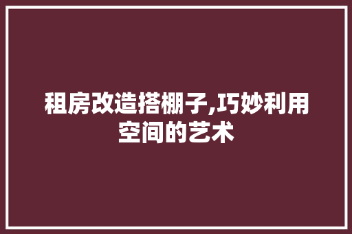 租房改造搭棚子,巧妙利用空间的艺术