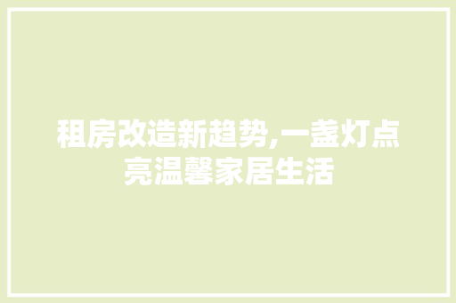 租房改造新趋势,一盏灯点亮温馨家居生活