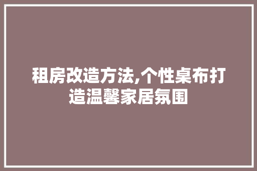 租房改造方法,个性桌布打造温馨家居氛围