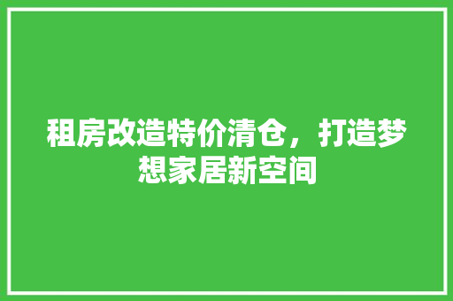 租房改造特价清仓，打造梦想家居新空间
