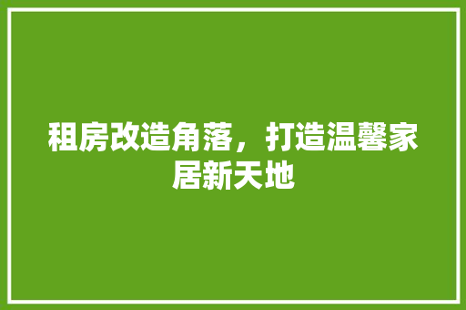 租房改造角落，打造温馨家居新天地