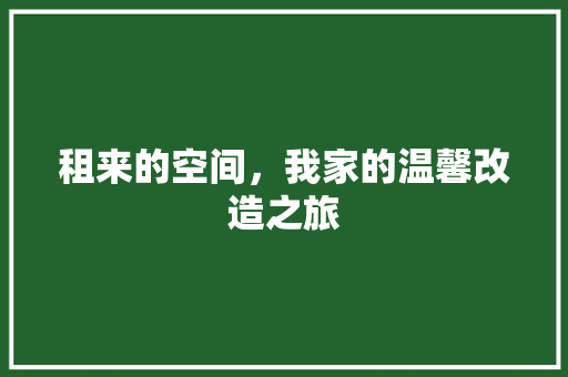 租来的空间，我家的温馨改造之旅