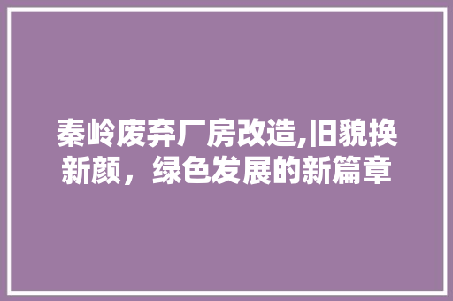 秦岭废弃厂房改造,旧貌换新颜，绿色发展的新篇章
