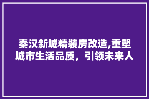秦汉新城精装房改造,重塑城市生活品质，引领未来人居新风尚