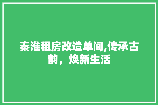 秦淮租房改造单间,传承古韵，焕新生活